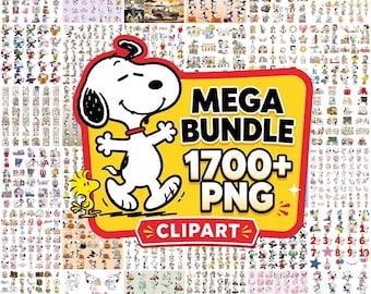 Más de 1700 imágenes PNG de Snoopy, paquete de imágenes prediseñadas de Peanuts, imágenes PNG de perros de dibujos animados, archivos imprimibles para sublimación y Cricut, descarga digital.