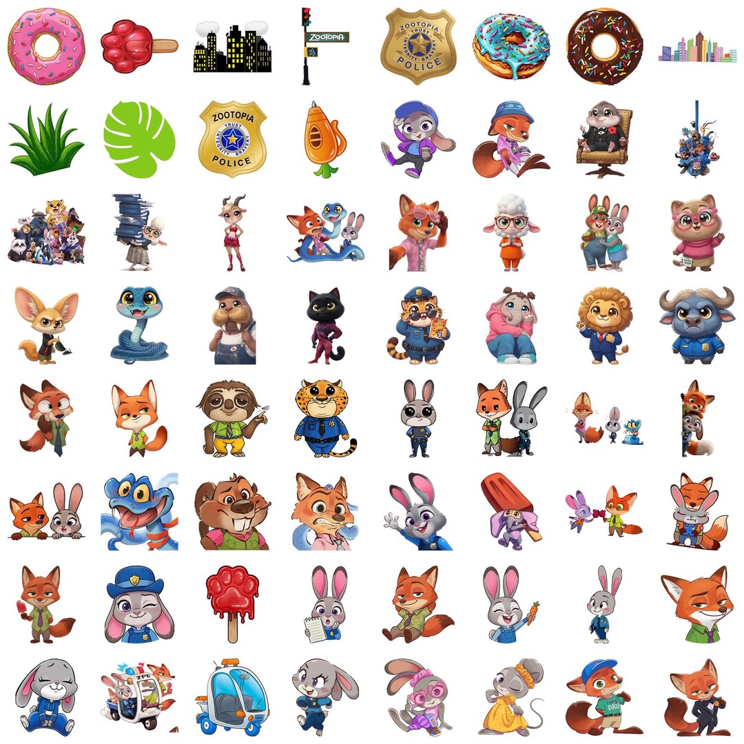 Zootopia 2 Chibi Judy Hopps Nick Wilde Flash Sloth Watercolor Clipart ...