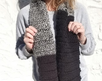 Black & Gray Colorblock Scarf