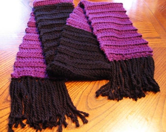 Chunky Purple and Black Colorblock Scarf
