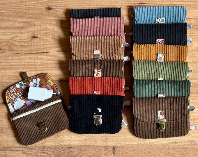 Corduroy wallet – Handmade card holder – Handcrafted pouch – Cable holder