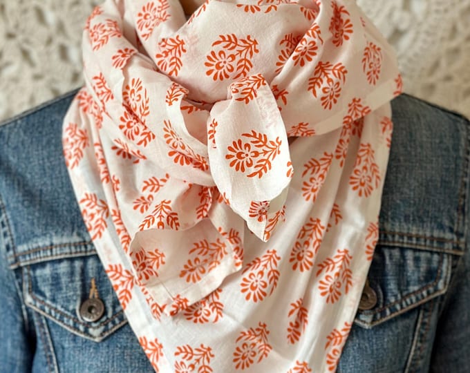 Indian Cotton Block Print Scarf - Summer Scarf