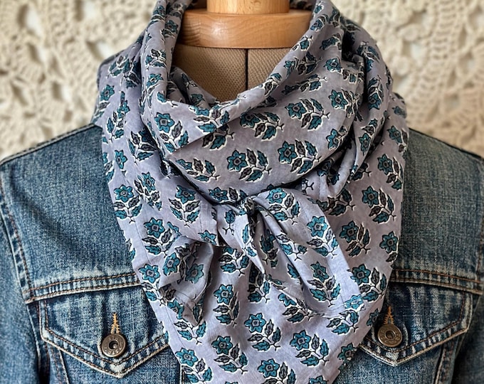 Indian Cotton Block Print Scarf - Summer Scarf