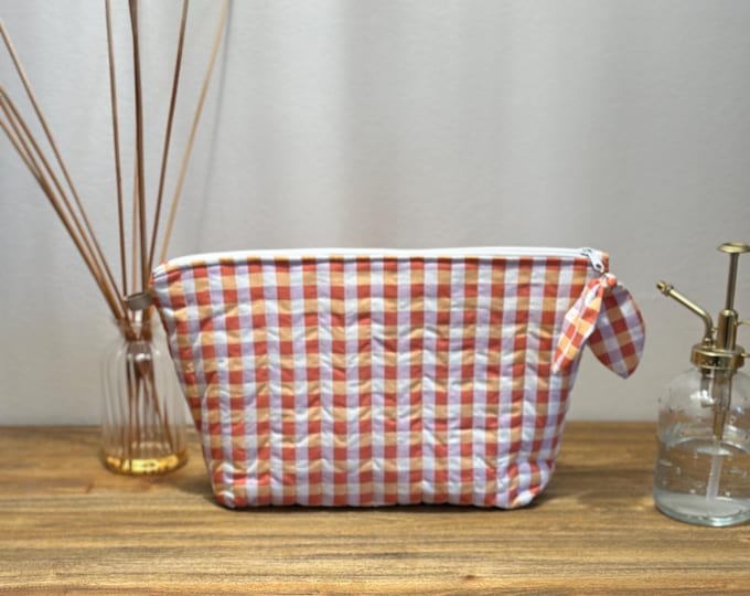 Orange Vichy toiletry bag