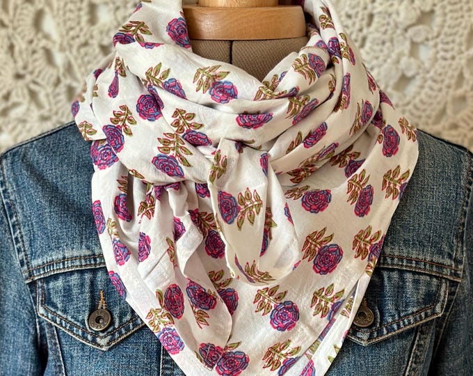 Indian Cotton Block Print Scarf - Summer Scarf