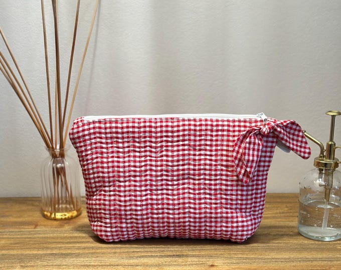Red Vichy Toiletry Bag