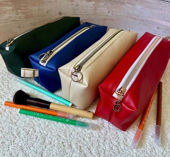 Simple faux leather pencil cases