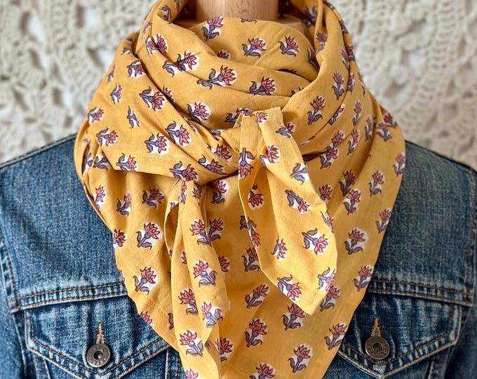 Indian Cotton Block Print Scarf - Summer Scarf