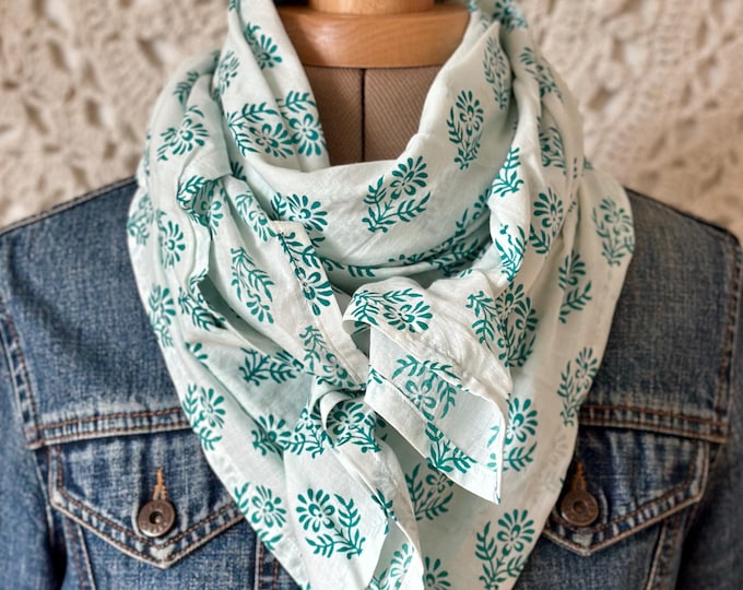 Indian Cotton Block Print Scarf - Summer Scarf