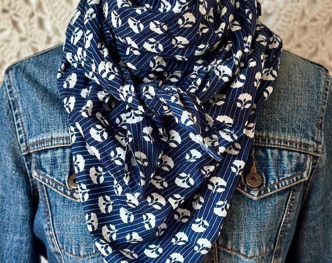 Indian Cotton Block Print Scarf - Summer Scarf
