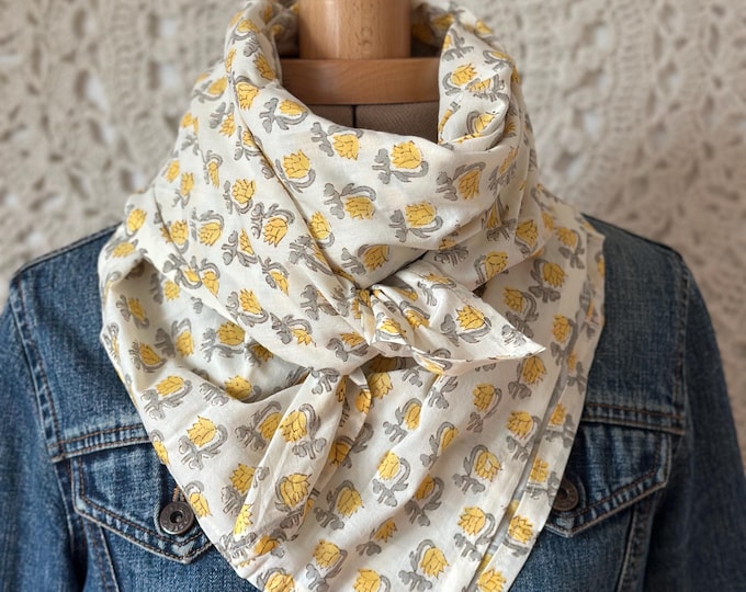 Indian Cotton Block Print Scarf - Summer Scarf