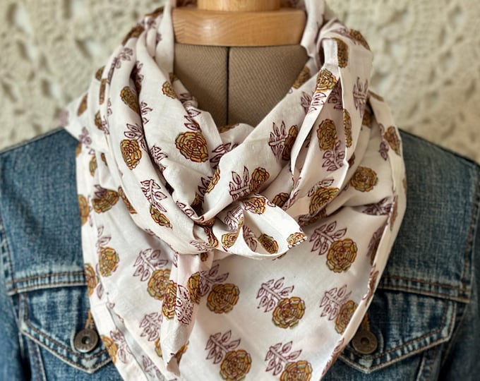 Indian Cotton Block Print Scarf - Summer Scarf