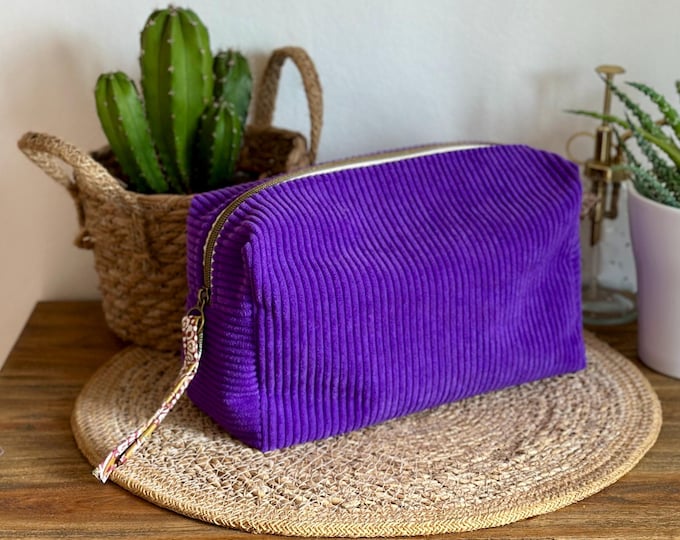 Purple corduroy toiletry bag