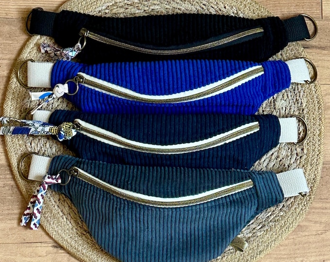 Children's corduroy fanny pack – Handmade in France (Loire-Atlantique) – Trendy women's fanny pack – Adjustable belt pouch
