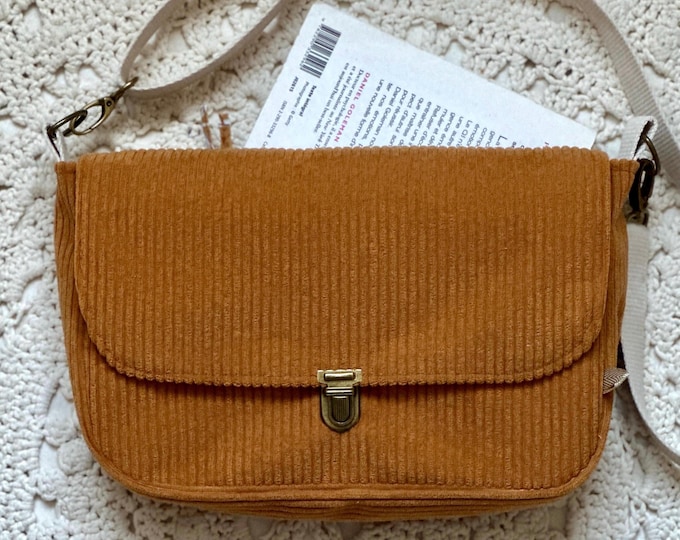Mustard women's messenger bag – Handmade shoulder bag – Artisanal fabric messenger bag – corduroy