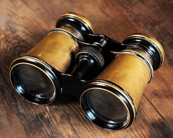 Antique Brass Opera Glasses, Victorian Style Theatre Binoculars, Collectible Optics Spyglass