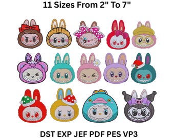 Kawaii Monster Embroidery Designs – Chibi Cartoon Bundle (Digital Download)