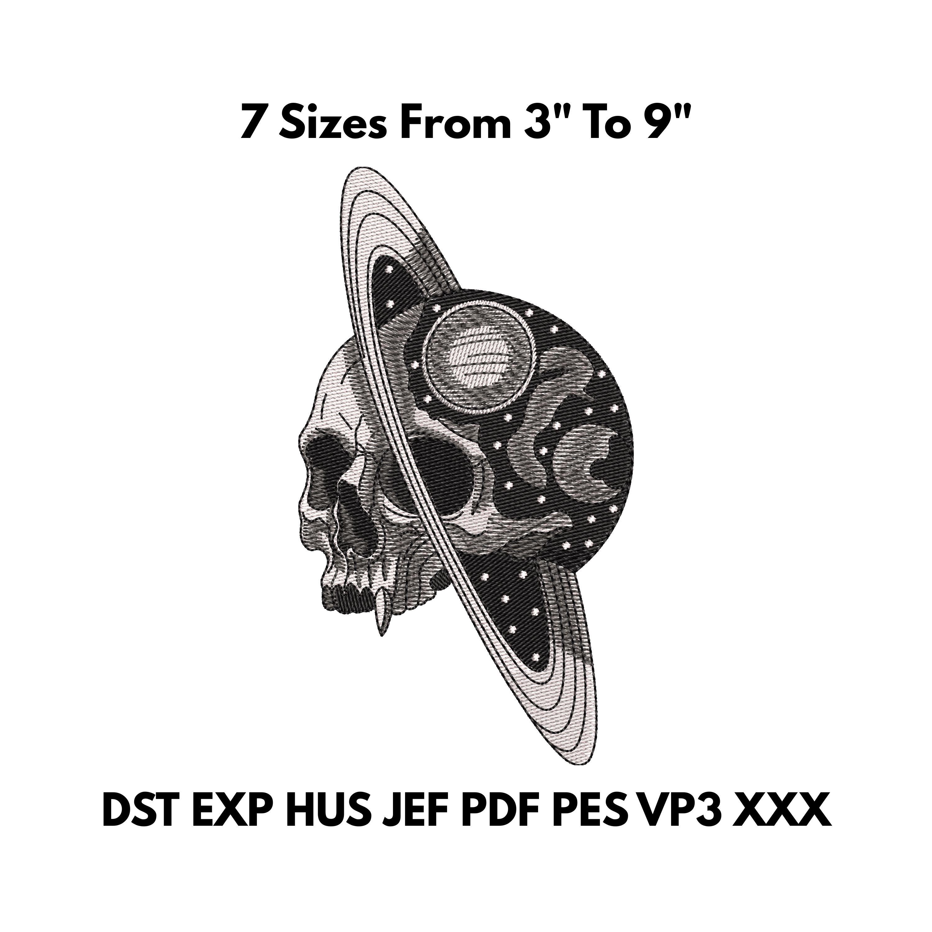 Skull Saturn Embroidery Design – Gothic Space Skull Machine File 3–9 ...