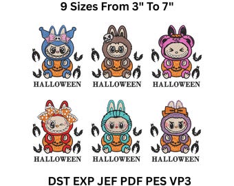 Halloween Kawaii Monster Embroidery Designs - 9 Sizes Instant Download