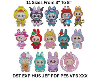 Kawaii Monster Embroidery Designs – 14 Cartoon Bundle (Digital Download)