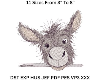Donkey Face Embroidery Design – 11 Sizes Digital File for Machine Embroidery