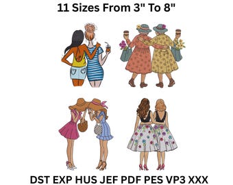 Friendship Embroidery Design Bundle – Sisterhood Patterns 11 Sizes for Machine Digital Download