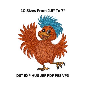 Cartoon Bird Embroidery Design | Funny Bird Machine Embroidery File | Bird Stitch Pattern | 10 Sizes 2.5" to 7" | Instant Download