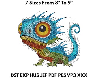 Dragon Embroidery Design – Colorful Fantasy Dragon Machine File  3–9 Inch