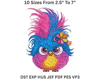 フクロウの刺繍デザイン – 10サイズ | 鳥の機械刺繍ファイル | すぐにダウンロード DST PES JEF