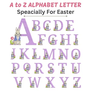 Bunny Alphabet Embroidery Font – Digital A–Z Letters, 3 Sizes, Uppercase & Lowercase Machine Files