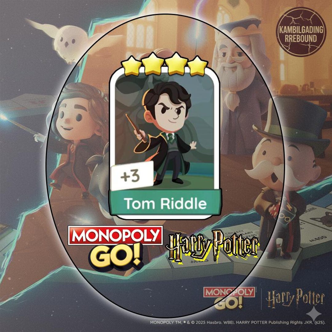 Tom Riddle Monopoly Go Stickers 4 Stars Harry_potter Album (set 14) - Etsy
