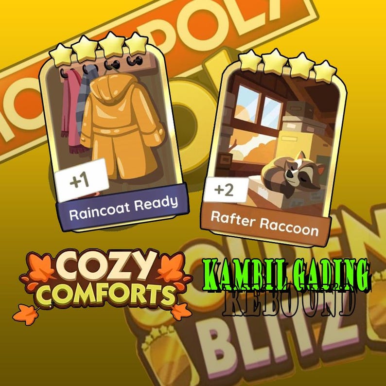 Raincoat Ready & Rafter Ready - Monopoly GO 4 Stars Stickers Golden ...