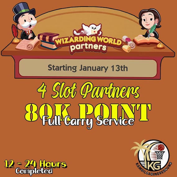 Monopoly Go! Wizarding World Partners - 4 Slot Full Carry Service