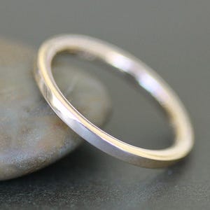 Thin Gold Wedding Ring, 1.5mm Rectangle Band, Simple Flat Edge Ring, 10K / 14K Recycled Gold, Spacer Ring, Stacking Ring