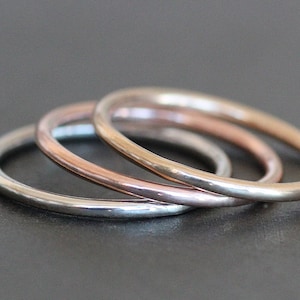 Solid ROSE Gold Thin Wedding Ring, 10K or 14K Skinny Recycled Gold Band, 1.5mm Wide Simple Stacking Ring or Spacer Band, 15 Gauge image 4
