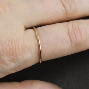 Solid Gold Set of Thin Stack Rings, 1.3mm Tricolor Gold Rings, Mixed ...