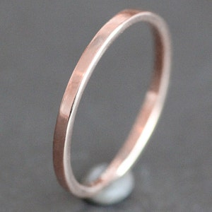 Solid Rose Gold Wedding Ring, 14K /10K Gold Thin Rectangle Band, 1.5mm Simple Flat Edge Ring, Stacking Ring, Spacer Ring, Recycled Gold