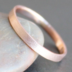 Solid ROSE Gold Wedding Ring, 14K / 10K Gold 2mm Rectangle Band, Simple UNISEX Flat Edge Ring, Flat Ring, Recycled Gold