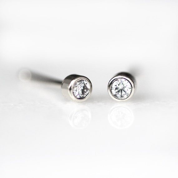 2mm white gold stud cheap earrings