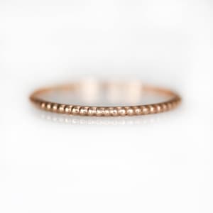 Solid Rose Gold Skinny Bead Ring, 14K / 10K 1mm Stacking Ring, 1mm Thin Ring, Spacer Band