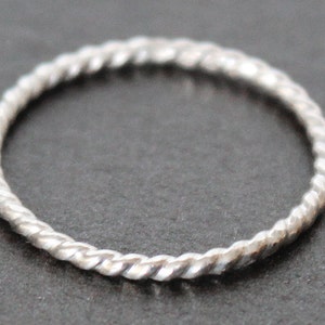 Twisted Wire Sterling Silver Stacking Ring, 1.3mm, 16 Gauge Band, Shiny or Antiqued, Recycled Silver image 4