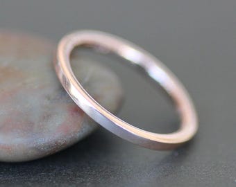 Solid Rose Gold Wedding Ring, 14K /10K Gold Thin Rectangle Band, 1.5mm Simple Flat Edge Ring, Stacking Ring, Spacer Ring, Recycled Gold