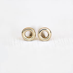 14K Gold Tiny 3mm Circle Earrings, Post /Stud Earrings, Solid Gold Dainty Earrings, Second Hole Earrings