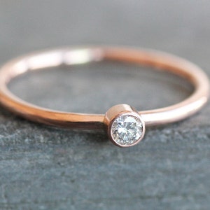 Small 2.75mm Diamond Ring, 14K Solid Recycled Gold Band, Alternative ...