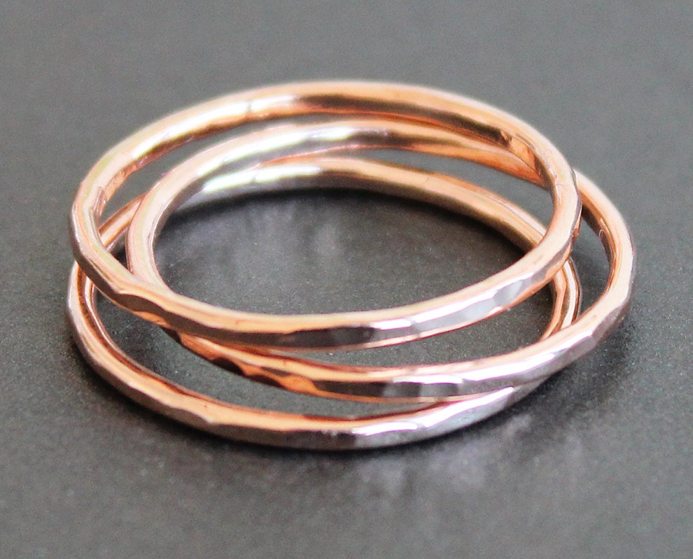 Rose Gold Vermeil Ring Hammered Band 1 Ring READY TO SHIP Etsy