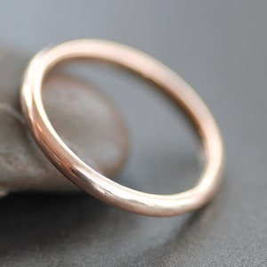 14K Rose Gold Wedding Ring: 2mm Simple High Dome Band