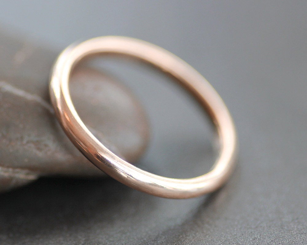 14K Rose Gold Wedding Ring: 2mm Simple High Dome Band