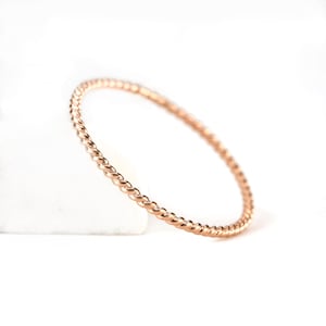 14K Solid Rose Gold Twisted Wire Ring, 1mm / 18 Gauge, Thin Midi / Stacking Ring, Spacer Ring