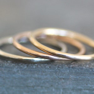 Solid ROSE Gold Thin Wedding Ring, 10K or 14K Skinny Recycled Gold Band, 1.5mm Wide Simple Stacking Ring or Spacer Band, 15 Gauge image 3