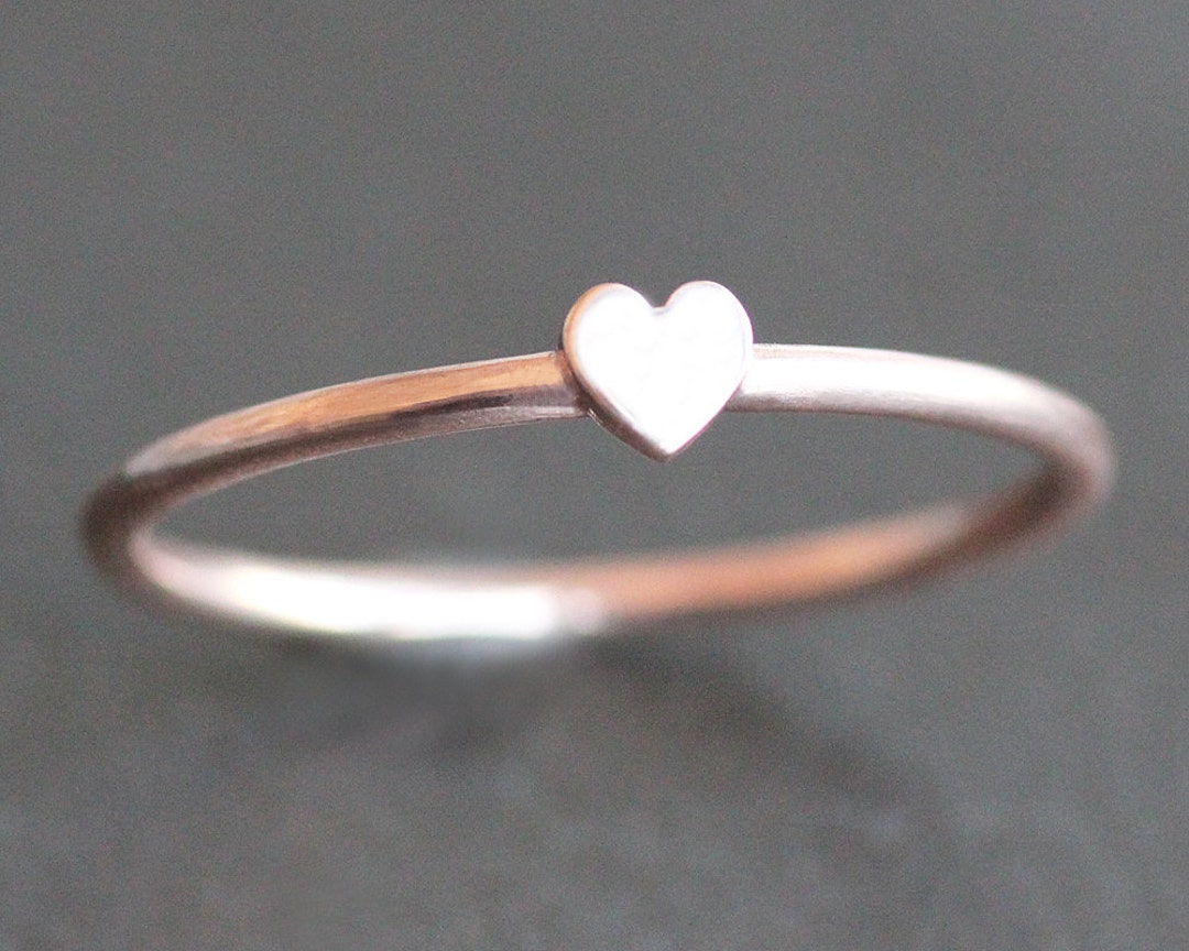 10K Rose Gold With Heart PROMISE RING Love Ring Alternative - Etsy